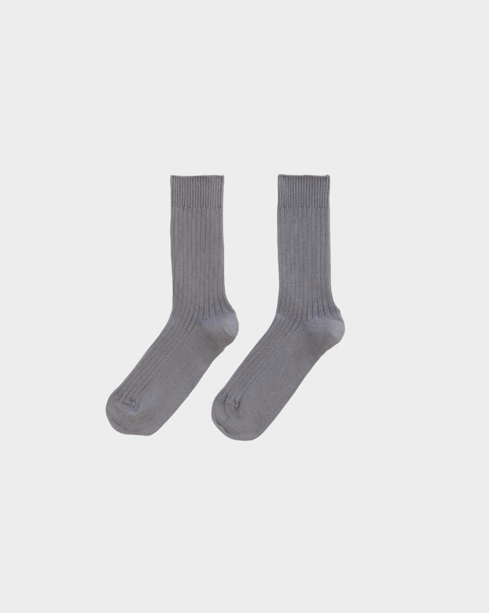 【BASERANGE】RIB OVERANKLE SOCKS SIMON GREY