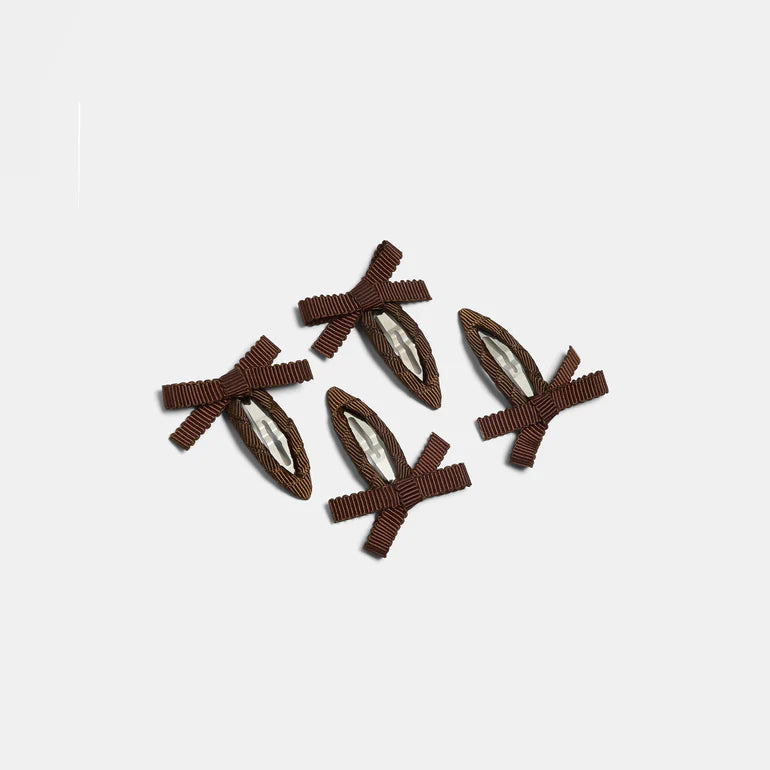 【CHUNKS】Bow Snap Clips in Chocolate