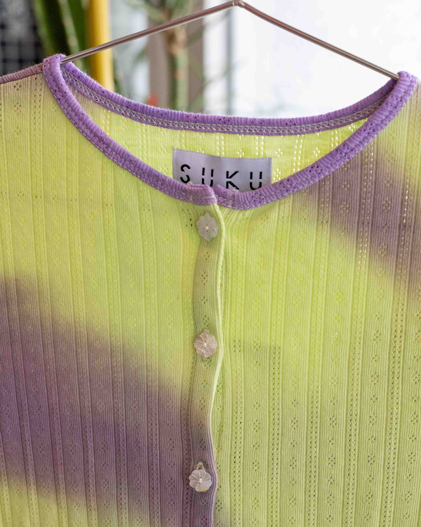 【SUKUHOME】Hazy Pointelle Short Sleeve Cardi