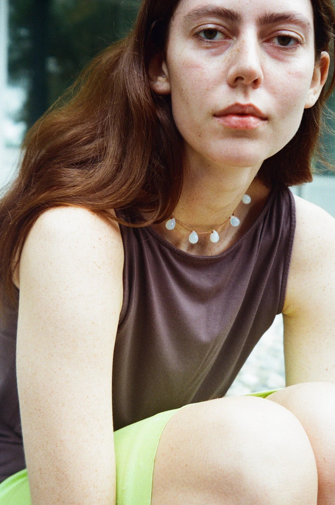 【Sisi joia】NOUE necklace - Opaline white / Tan
