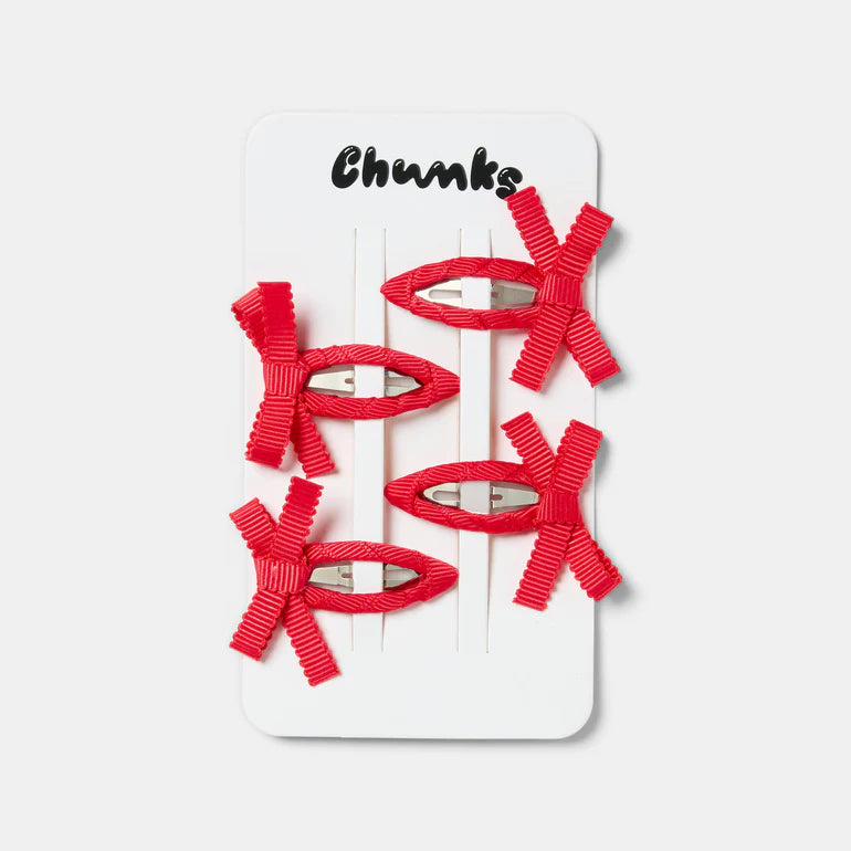 【CHUNKS】Bow Snap Clips in Cherry