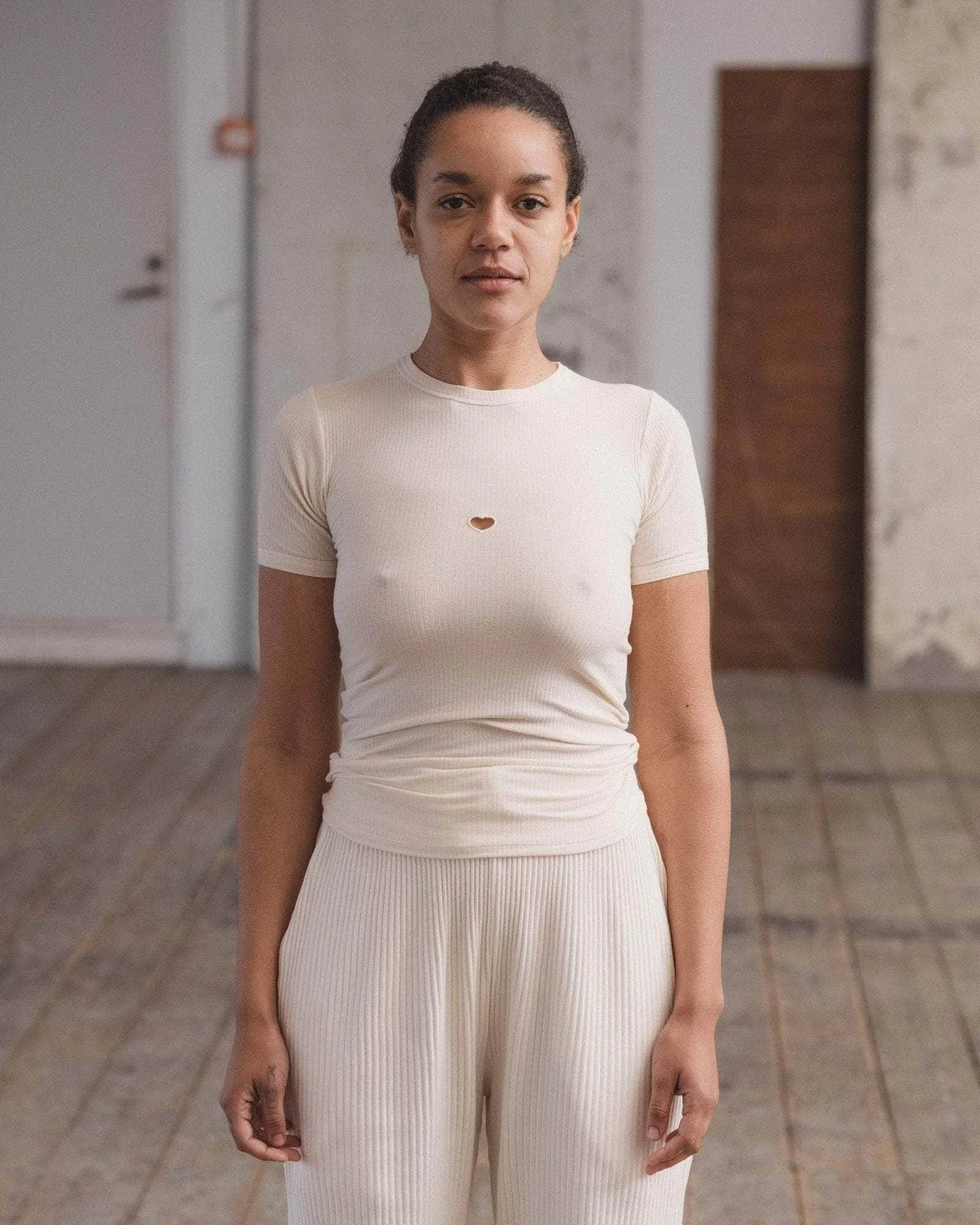 【BASERANGE】HEART SHORT SLEEVE / UNDYED