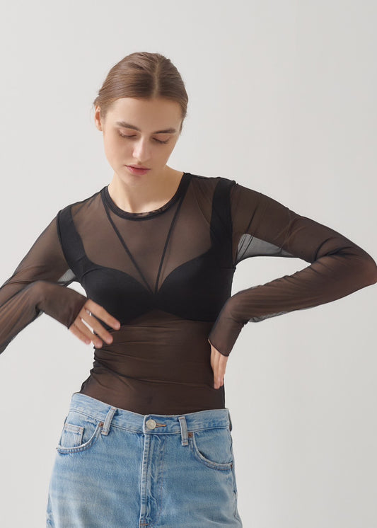 【NICENICE MOMENT】 MESH LS SHELL-MESH BLACK