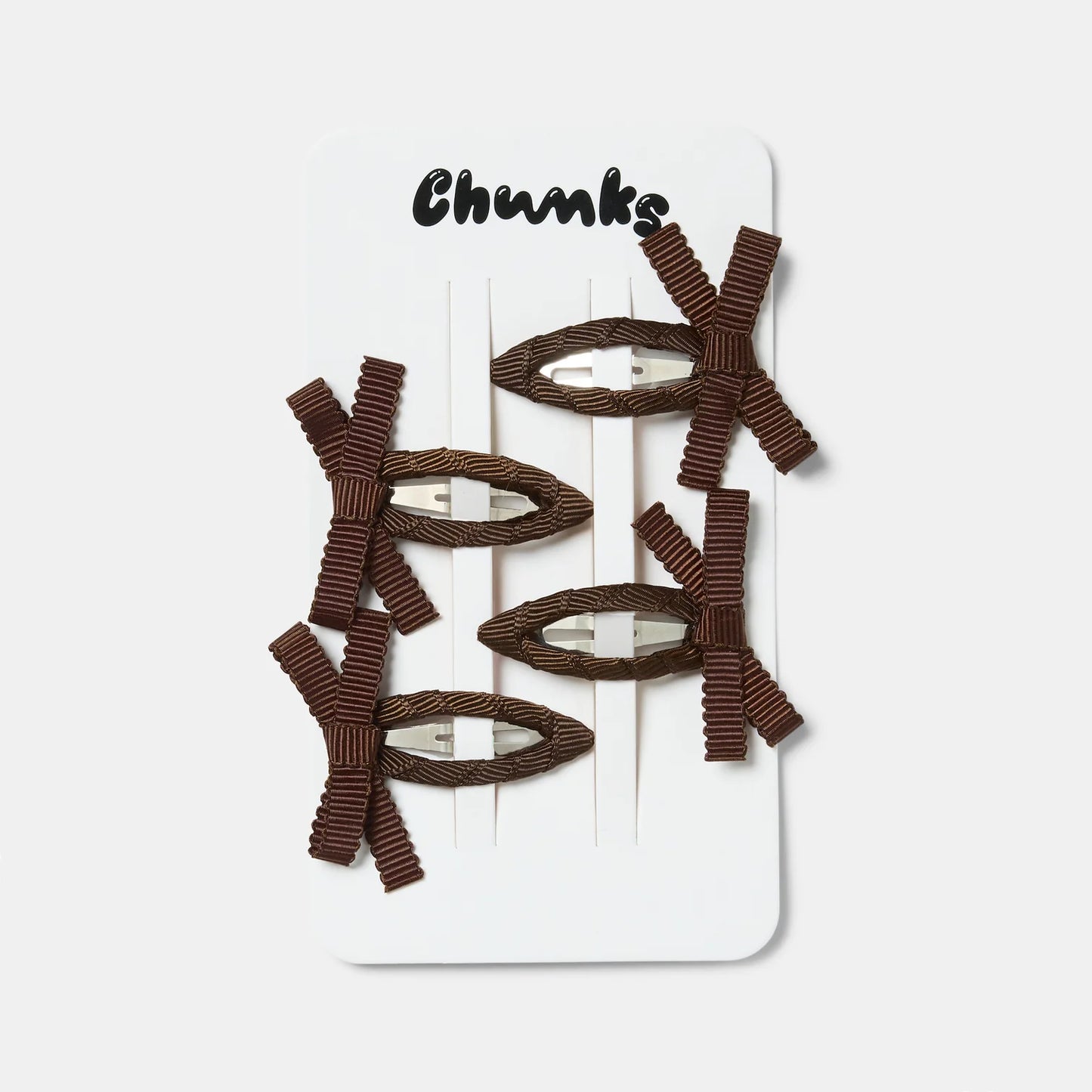 【CHUNKS】Bow Snap Clips in Chocolate