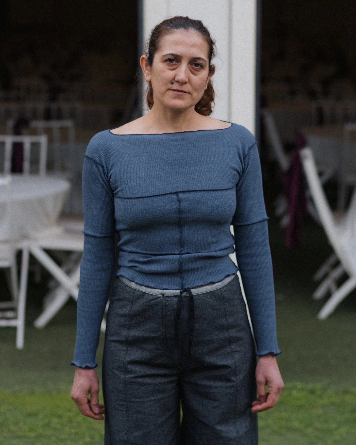 【BASERANGE】CINDER LONG SLEEVE TEE  - Dark Denim