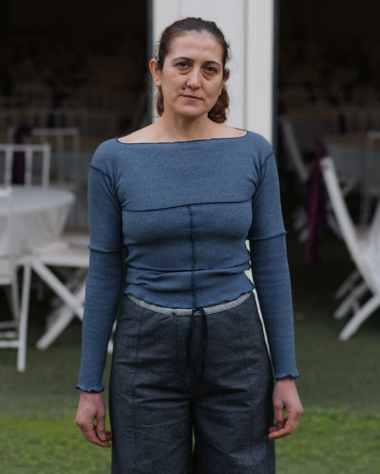 【BASERANGE】CINDER LONG SLEEVE TEE  - Dark Denim