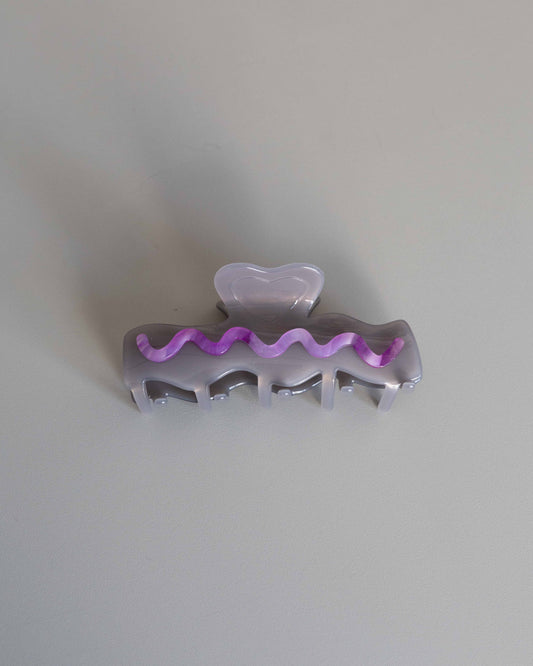 【AURA】Heart Wave Clip / Gray Purple