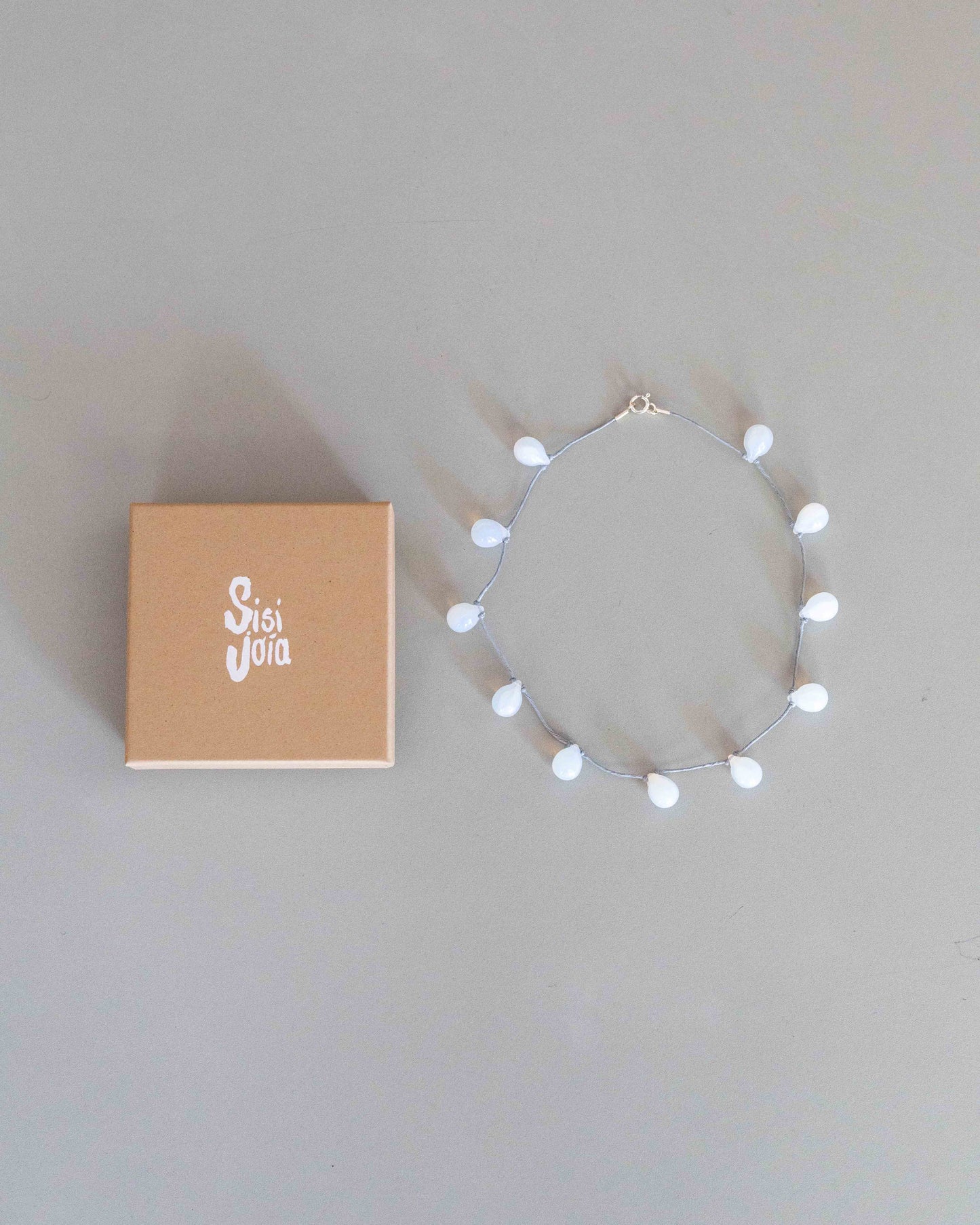 【Sisi joia】NOUE necklace - Opaline white / Grey
