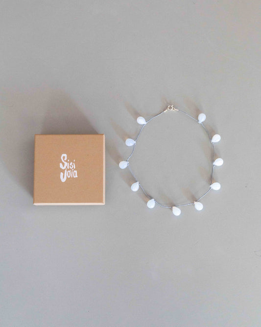 【Sisi joia】NOUE necklace - Opaline white / Grey