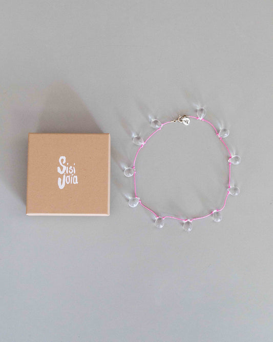 【Sisi joia】Noué necklace - Clear / Pink