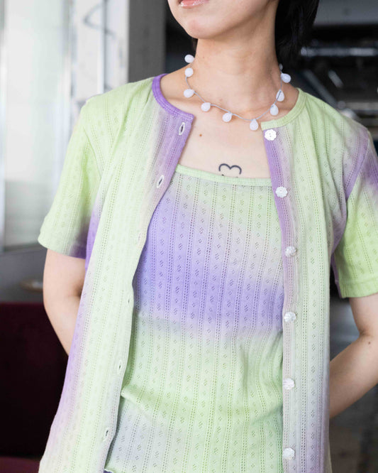 【SUKUHOME】Hazy Pointelle Short Sleeve Cardi