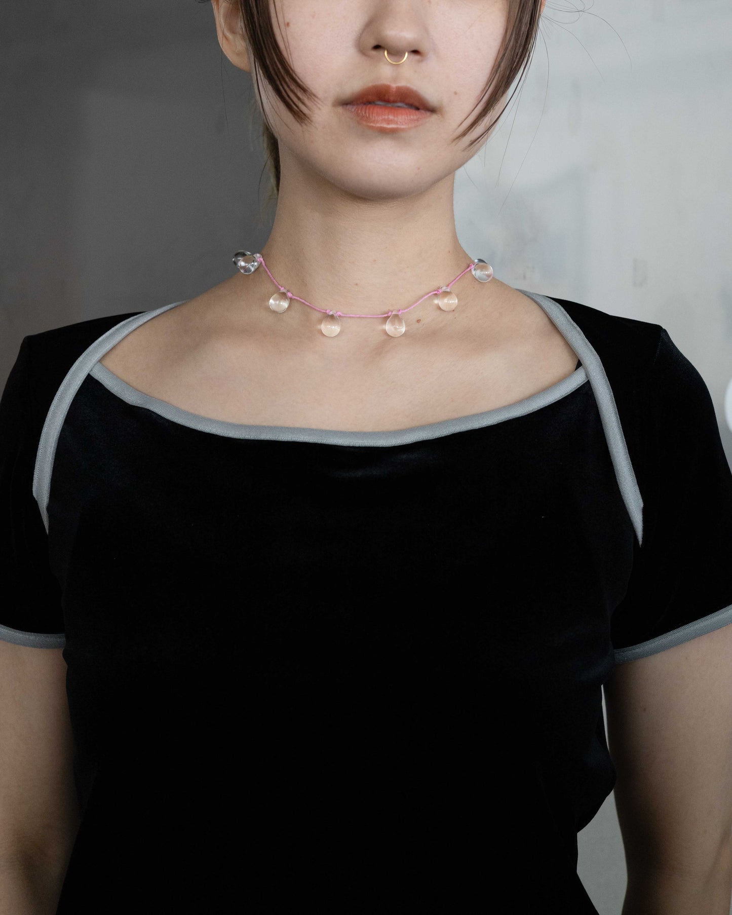 【Sisi joia】Noué necklace - Clear / Pink