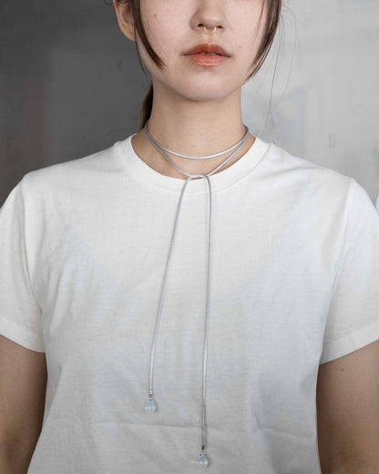 【Sisi joia】Long Tac Tac necklace-Gray/Opaline white