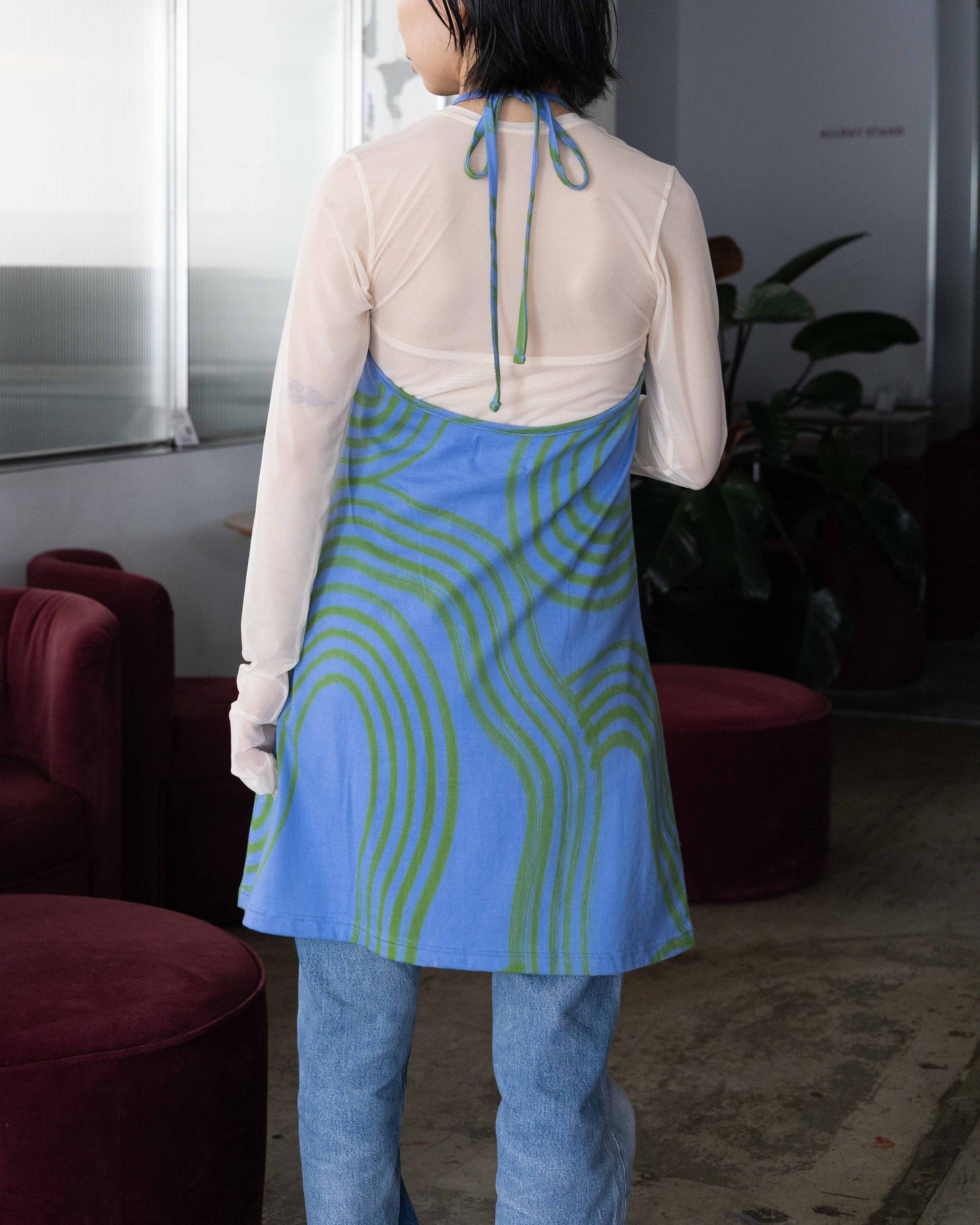 【SUKUHOME】PIPPLE KEYHOLE HALTER DRESS