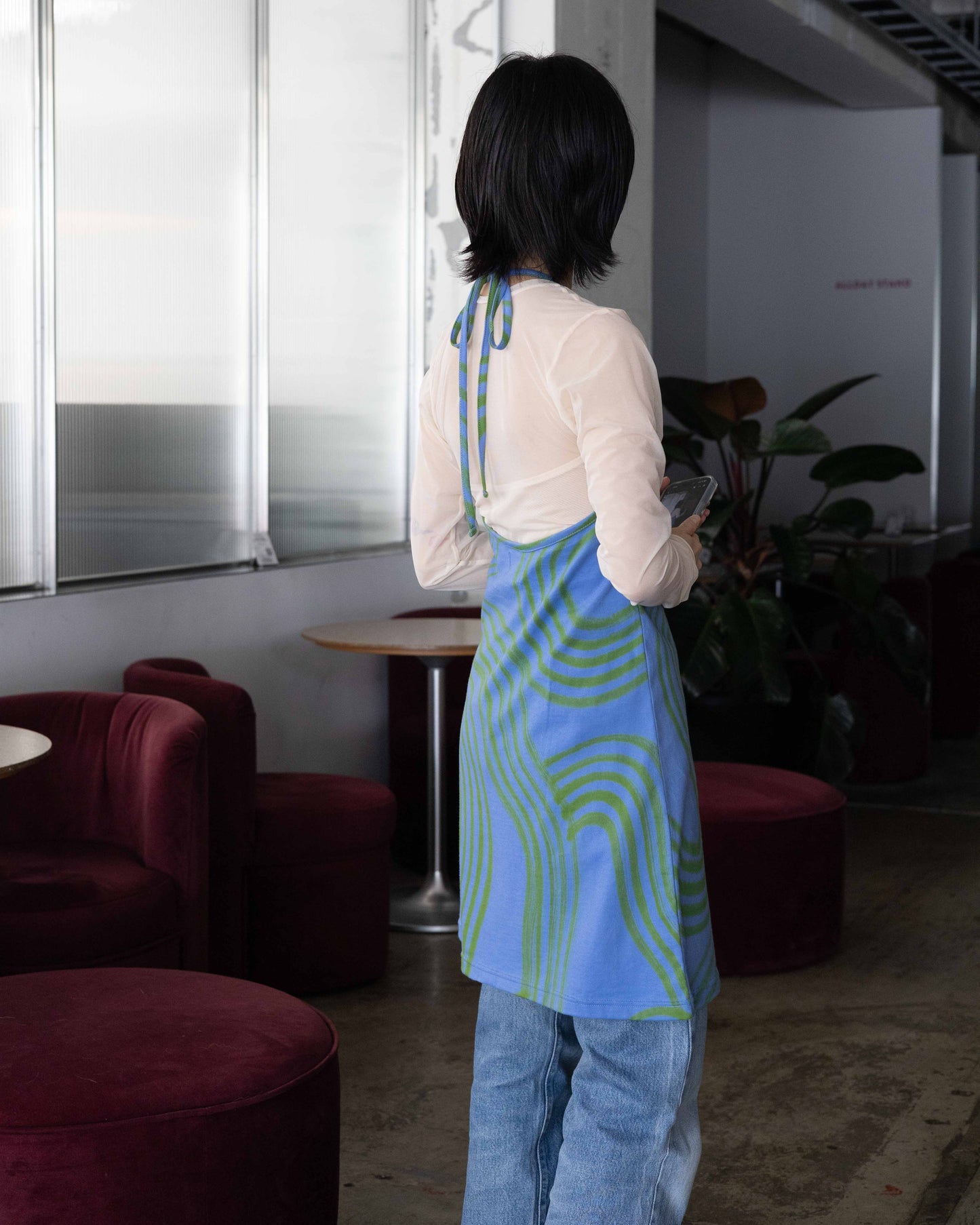 【SUKUHOME】PIPPLE KEYHOLE HALTER DRESS