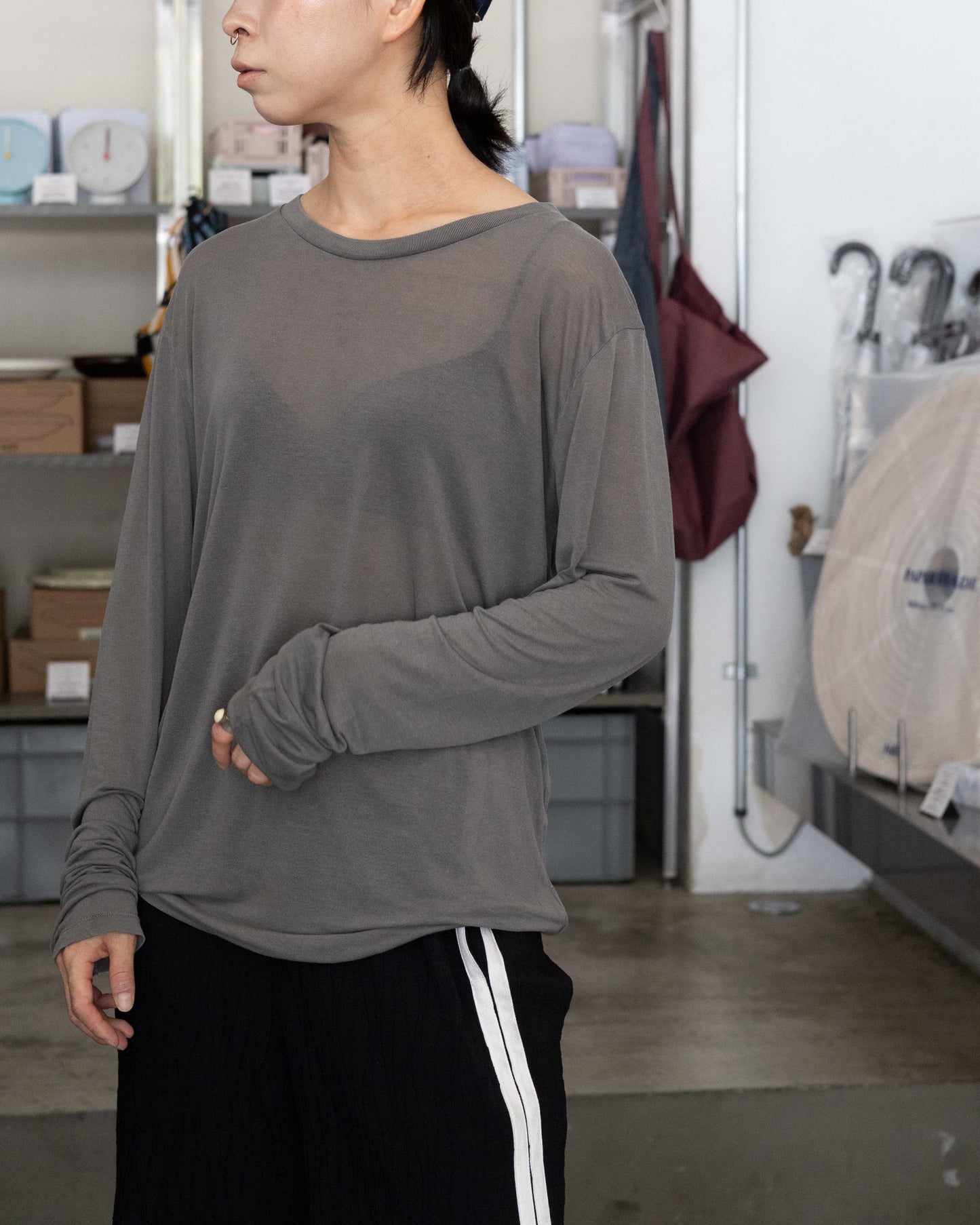 【BASERANGE】 LONG SLEEVE TEE  - GILDAGREY