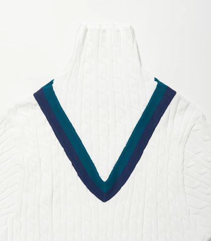 AOR High neck Cable Knit WHITE