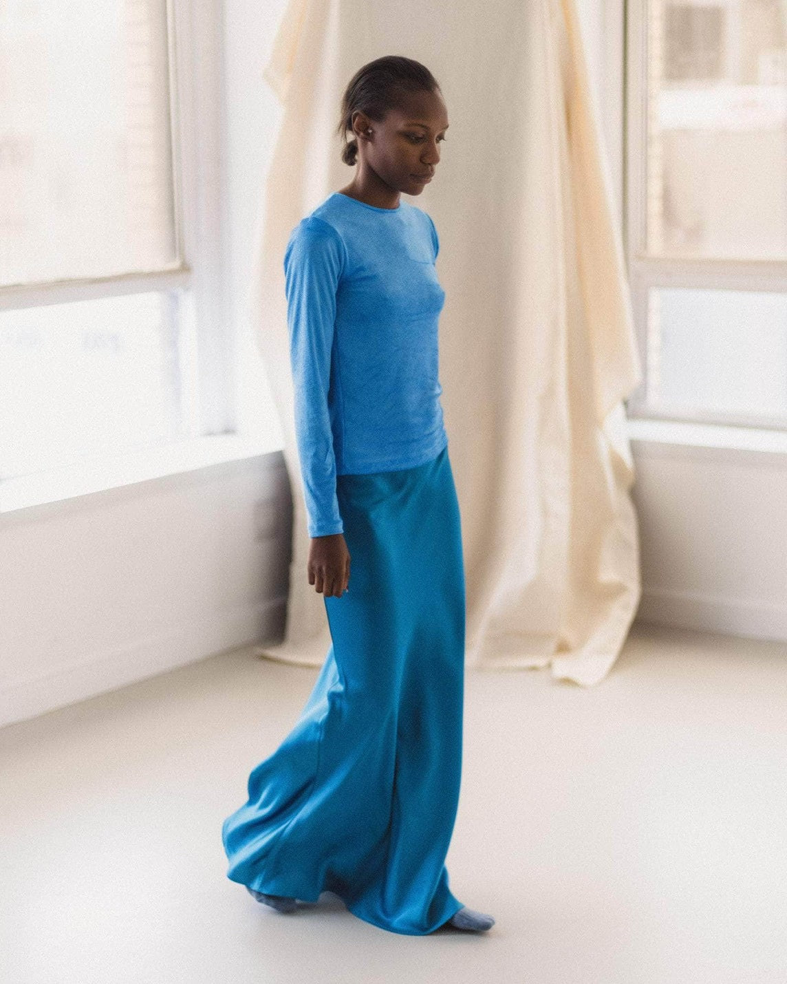 【BASERANGE】OMO LONG SLEEVE - TEE ZINN BLUE
