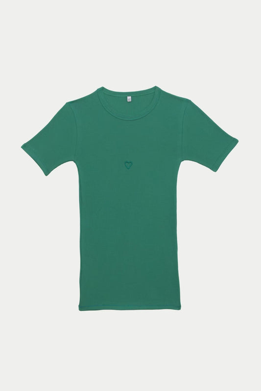 【BASERANGE】HEART TEE SHIRT - MIRA GREEN