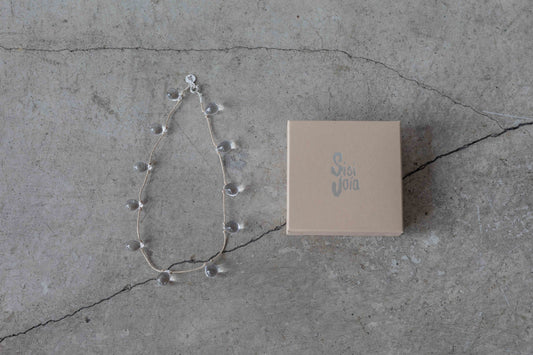 【Sisi joia】NOUE necklace - Clear / Tan cord