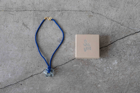 【Sisi joia】FLEUR necklace - Clear pendant / Blue cord