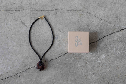 【Sisi joia】FLEUR necklace - Purple pendant / Black cord