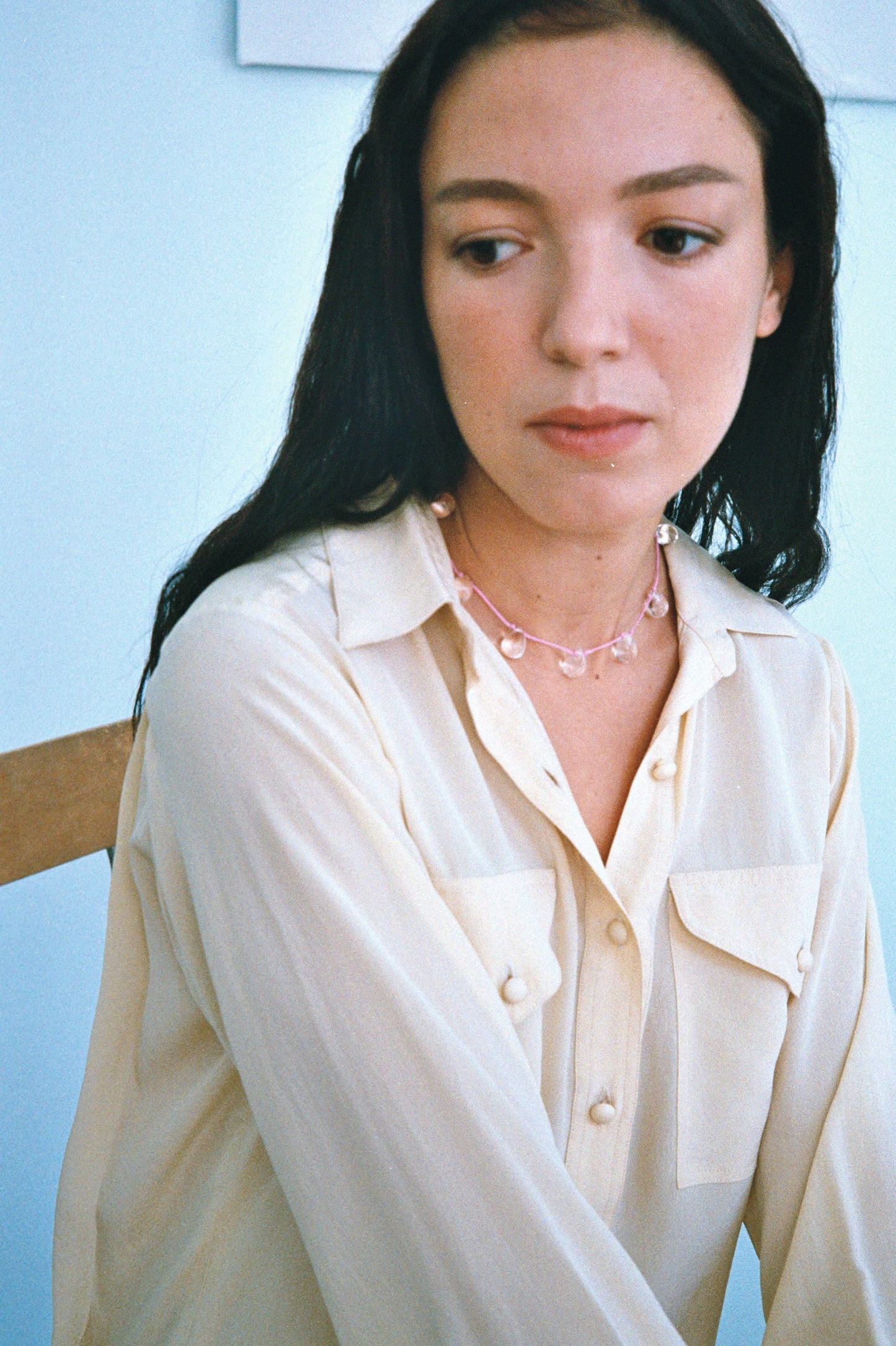 【Sisi joia】Noué necklace - Clear / Pink