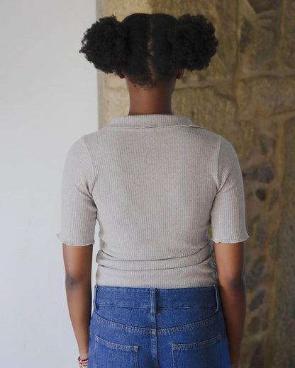 【BASERANGE】DUAL POLO - Grey Melange