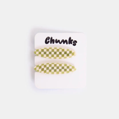 【CHUNKS】Allie Clips in Oval Olive Check