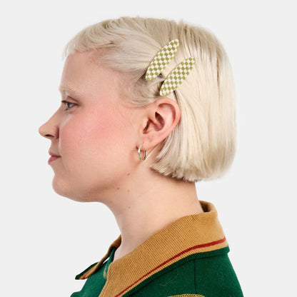 【CHUNKS】Allie Clips in Oval Olive Check